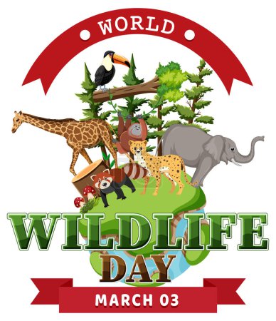 Illustration for World wildlife day logo illustration - Royalty Free Image