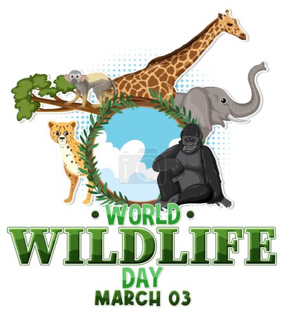 Téléchargez les illustrations : World wildlife day logo illustration - en licence libre de droit