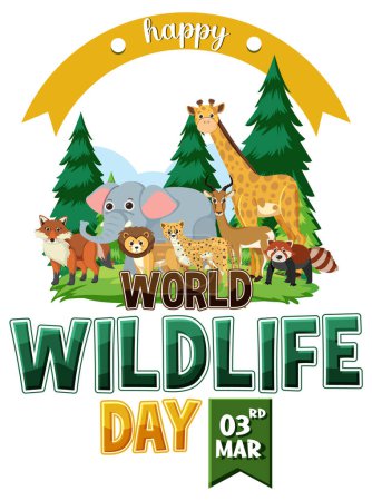 Illustration for World wildlife day logo illustration - Royalty Free Image