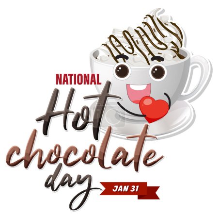 Téléchargez les illustrations : Illustration de conception de bannière de la Journée nationale du chocolat chaud - en licence libre de droit