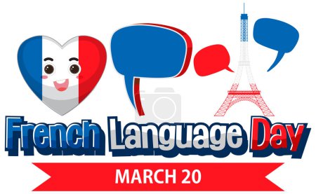 Illustration for March French Language day illustration - Royalty Free Image