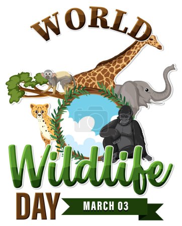 Téléchargez les photos : World wildlife day logo illustration - en image libre de droit