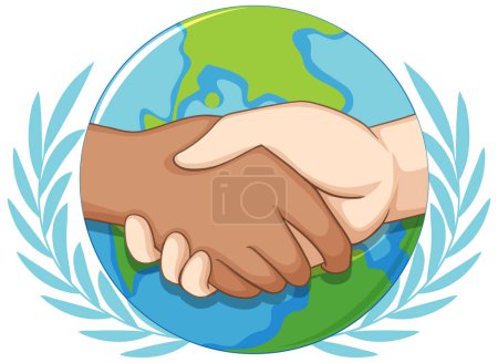 Téléchargez les illustrations : Holding hands on earth background illustration - en licence libre de droit