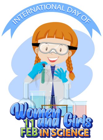 Ilustración de International Day of Women and Girls in Science illustration - Imagen libre de derechos