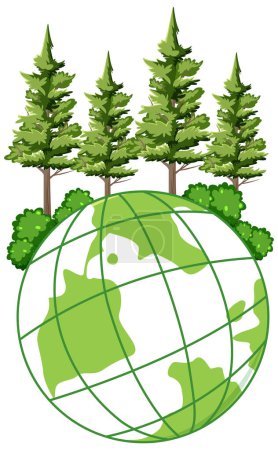 Ilustración de Tree forest on globe vector illustration - Imagen libre de derechos