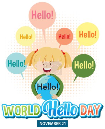 Illustration for World hello day banner design illustration - Royalty Free Image