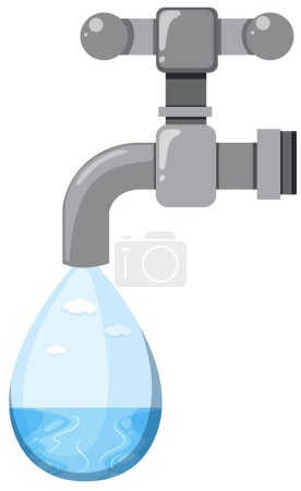 Téléchargez les illustrations : Water drop from tap vector illustration - en licence libre de droit