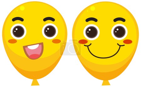 Illustration for Yellow balloon with smile face illustration - Royalty Free Image