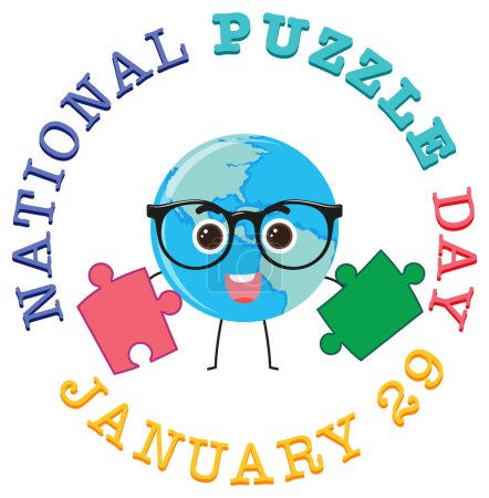 Illustration for National Puzzle Day Banner illustration - Royalty Free Image