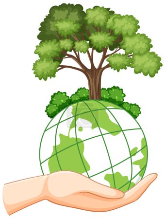 Illustration for Tree forest on globe vector illustration - Royalty Free Image