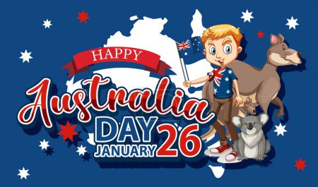 Téléchargez les illustrations : Happy Australia Day Illustration de bannière - en licence libre de droit
