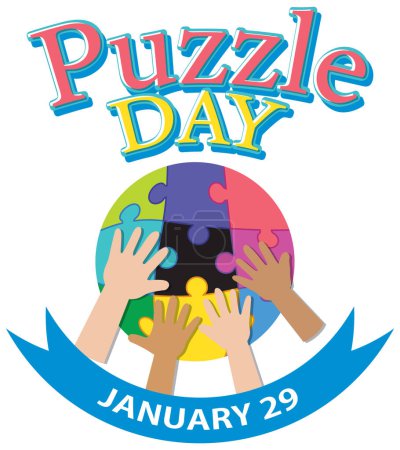 Illustration for National puzzle day banner illustration - Royalty Free Image