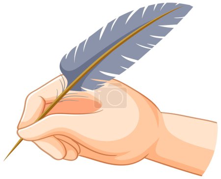 Téléchargez les illustrations : Hand writing with quill illustration - en licence libre de droit
