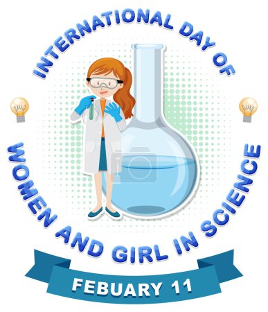 Illustration for International Day of Women and Girls in Science illustration - Royalty Free Image