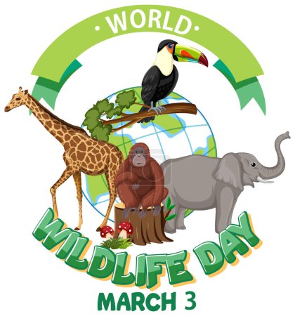 Téléchargez les illustrations : Monde la faune jour Banner Illustration - en licence libre de droit