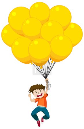 Illustration for A boy holding yellow balloon illustration - Royalty Free Image