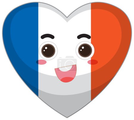 Téléchargez les illustrations : France heart flag icon illustration - en licence libre de droit