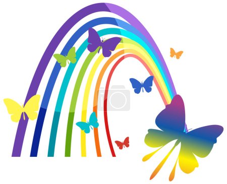 Ilustración de Rainbow butterflies icon on white background illustration - Imagen libre de derechos