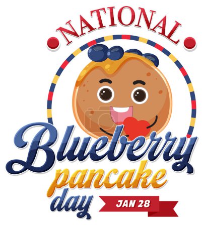 Ilustración de Happy national blueberry pancake day banner design illustration - Imagen libre de derechos
