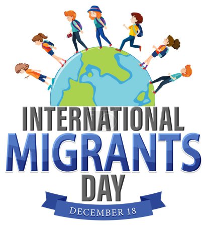 Téléchargez les illustrations : Illustration du dessin de bannière de la Journée internationale des migrants - en licence libre de droit