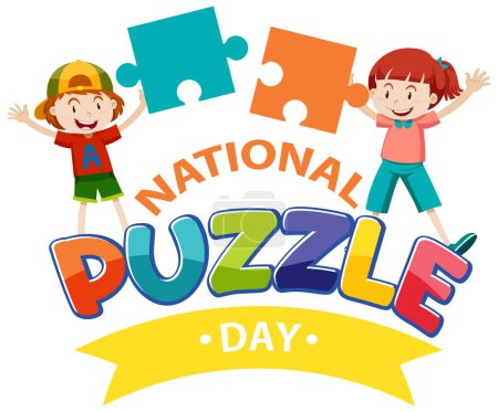 Ilustración de Día Nacional del Puzzle Banner ilustración - Imagen libre de derechos