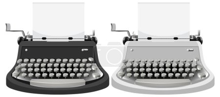 Illustration for Vintage typewriter black and white color illustration - Royalty Free Image