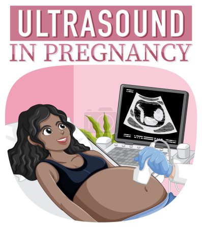 Ilustración de Ultrasound in pregnancy for banner or poster design illustration - Imagen libre de derechos