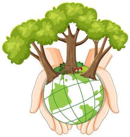 Illustration for Forest tree on earth globe illustration - Royalty Free Image