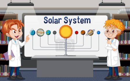 Illustration for Solar system classroom template illustration - Royalty Free Image