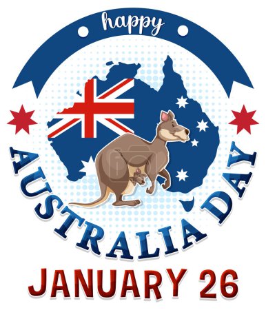 Illustration for Happy Australia day banner design illustration - Royalty Free Image