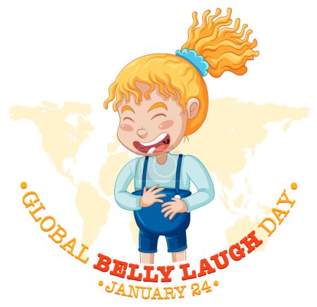 Téléchargez les illustrations : Illustration de bannière de logo de jour de rire ventre global - en licence libre de droit