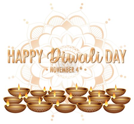 Illustration for Happy Diwali Day Logo Design illustration - Royalty Free Image