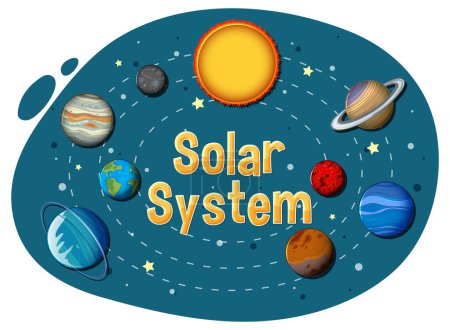 Téléchargez les illustrations : Solar system banner in cartoon style illustration - en licence libre de droit
