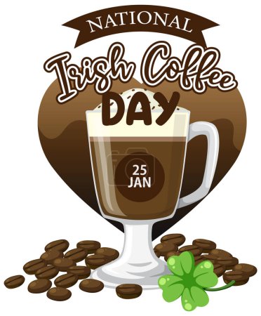 Illustration for National Irish Coffee Day Banner Design illustration - Royalty Free Image