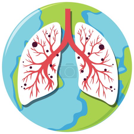 Ilustración de Human lungs on earth globe illustration - Imagen libre de derechos