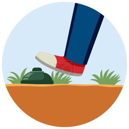 Téléchargez les illustrations : Foot step on landmine icon illustration - en licence libre de droit