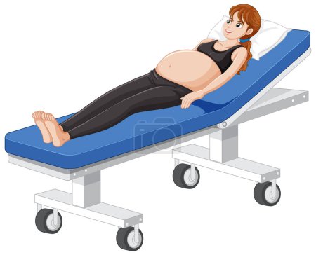 Ilustración de Pregnant woman lying on hospital bed illustration - Imagen libre de derechos