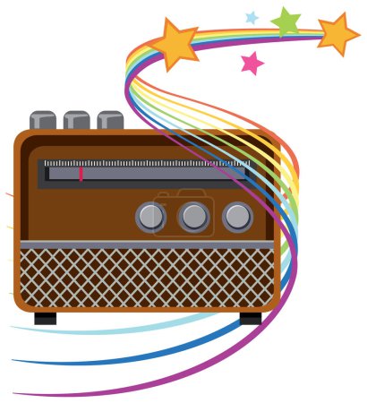 Ilustración de Vintage transistor radio cartoon illustration - Imagen libre de derechos