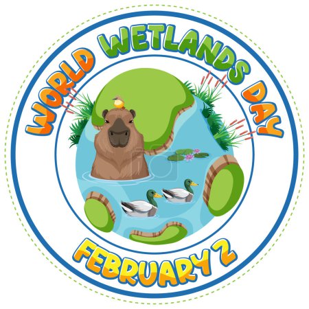 Illustration for World wetlands day on February icon illustration - Royalty Free Image