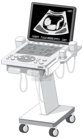 Téléchargez les illustrations : Pregnancy ultrasound monitor on white background illustration - en licence libre de droit