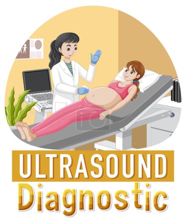 Illustration for Ultrasound in pregnancy for banner or poster design illustration - Royalty Free Image