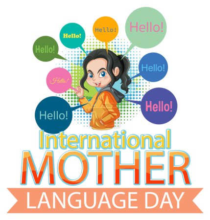 Téléchargez les illustrations : International mother language day banner illustration - en licence libre de droit