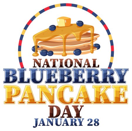 Ilustración de Happy national blueberry pancake day banner design illustration - Imagen libre de derechos