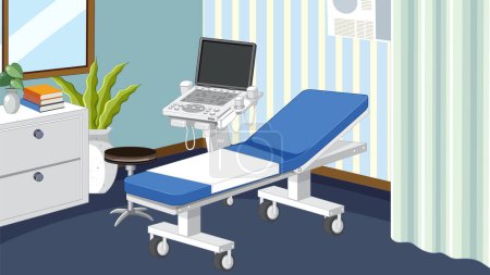 Téléchargez les illustrations : Hospital room template for pregnancy ultrasound illustration - en licence libre de droit