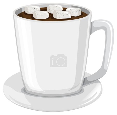 Téléchargez les illustrations : Hot chocolate with marshmallow illustration - en licence libre de droit