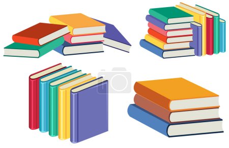 Téléchargez les illustrations : Pile de livres sur fond blanc illustration - en licence libre de droit