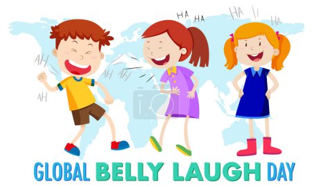 Téléchargez les illustrations : Illustration de bannière de logo de jour de rire ventre global - en licence libre de droit