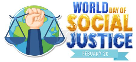 Illustration for World day of social justice banner illustration - Royalty Free Image
