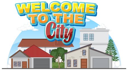 Illustration for Welcome to the city text for banner and poster design illustration - Royalty Free Image