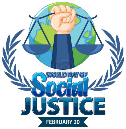 Ilustración de World day of social justice banner illustration - Imagen libre de derechos